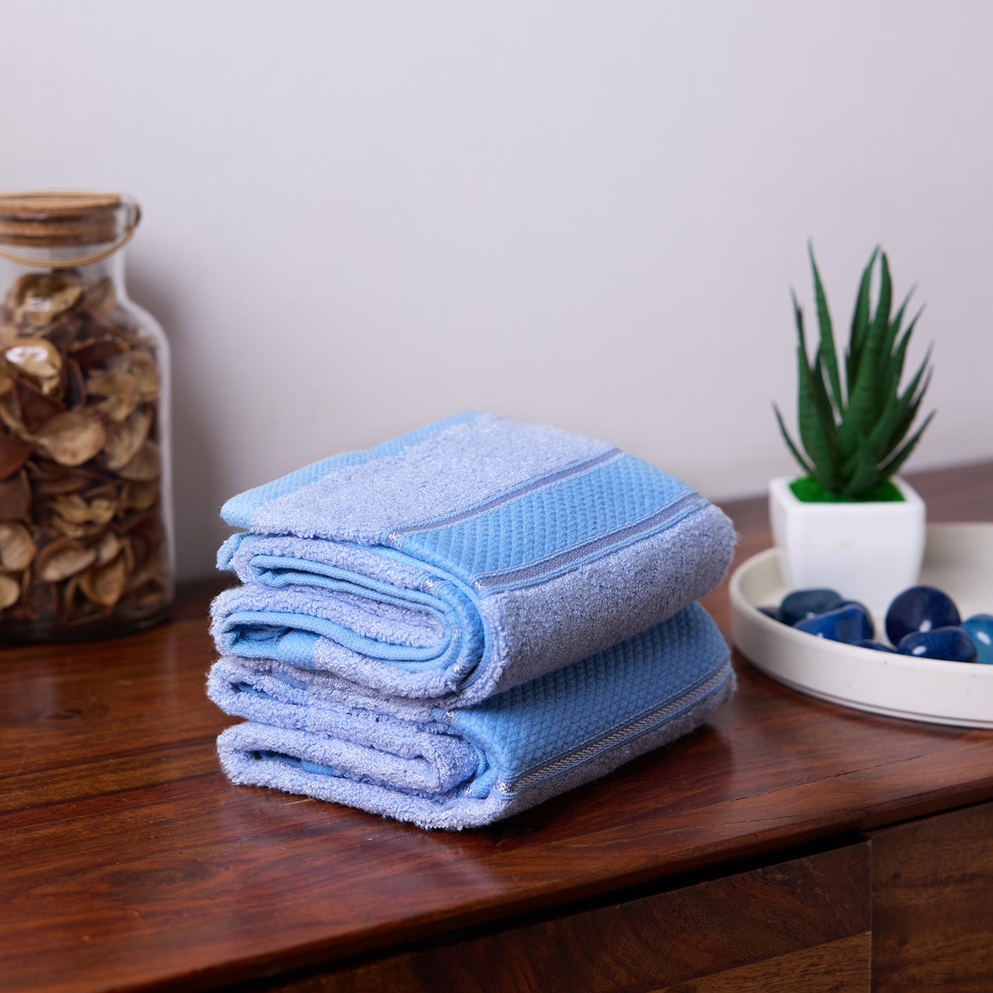 Bamboo Soul Bamboo Hand Towel | Ultra Absorbent & Super Soft | 40 x 60 cm - 550 GSM | Pack of 2 – Blue