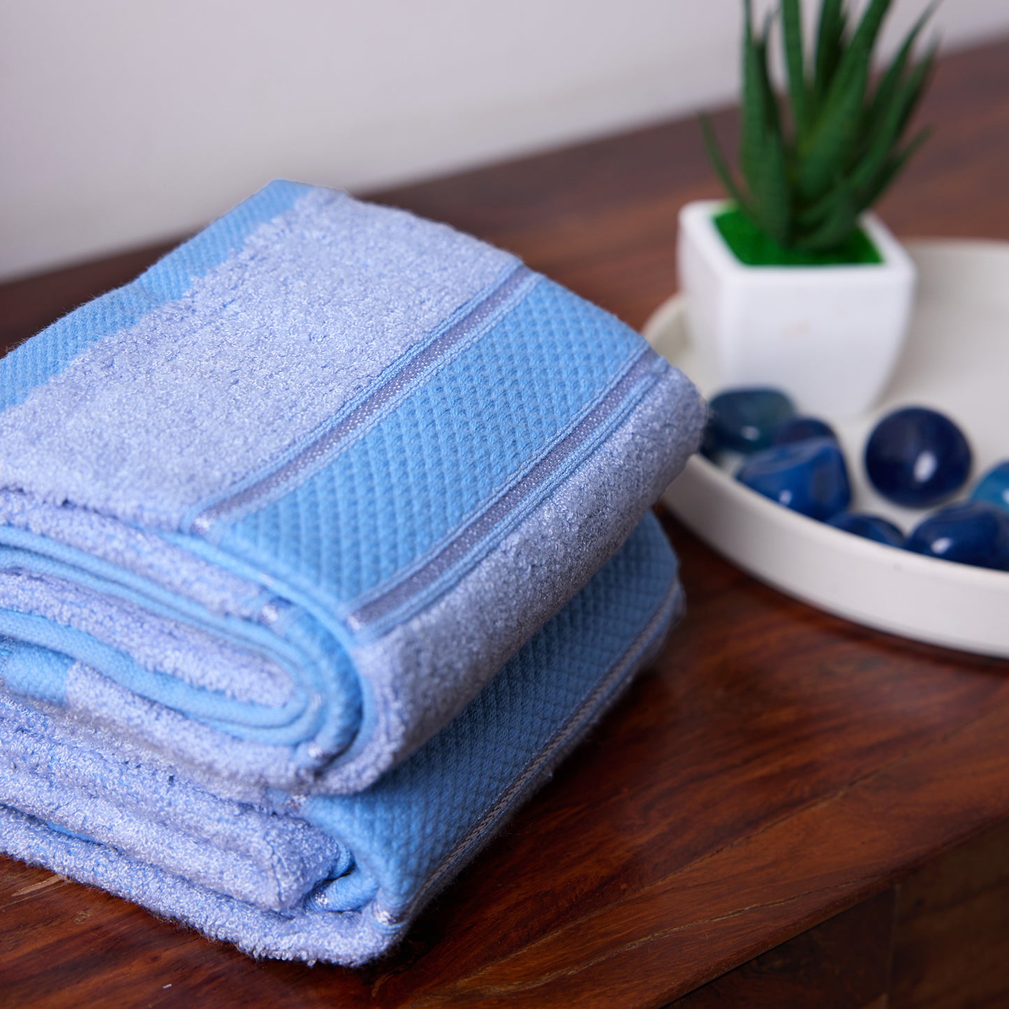Bamboo Soul Bamboo Hand Towel | Ultra Absorbent & Super Soft | 40 x 60 cm - 550 GSM | Pack of 2 – Blue