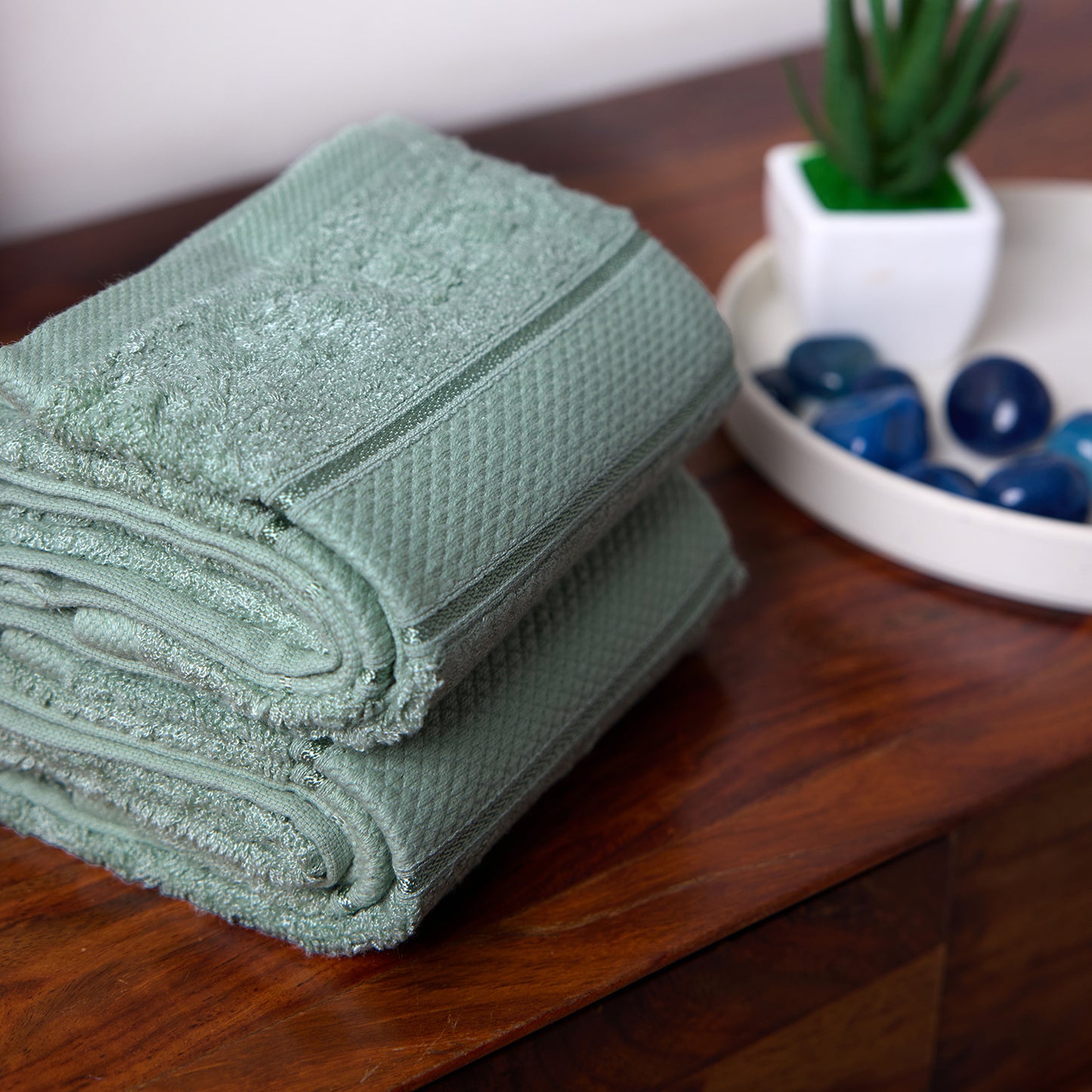 Bamboo Soul Bamboo Hand Towel | Ultra Absorbent &amp; Super Soft | 40 x 60 cm - 550 GSM | Pack of 2 – Mint Green